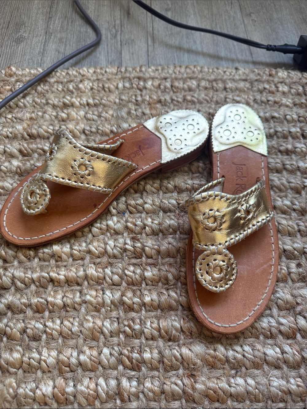 Jack Rogers Women's Gold Leather Sandals
